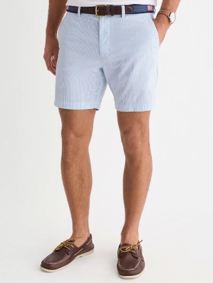 Vineyard Vines 7 Inch Seersucker Chilmark Chino Shorts in Jake Blue