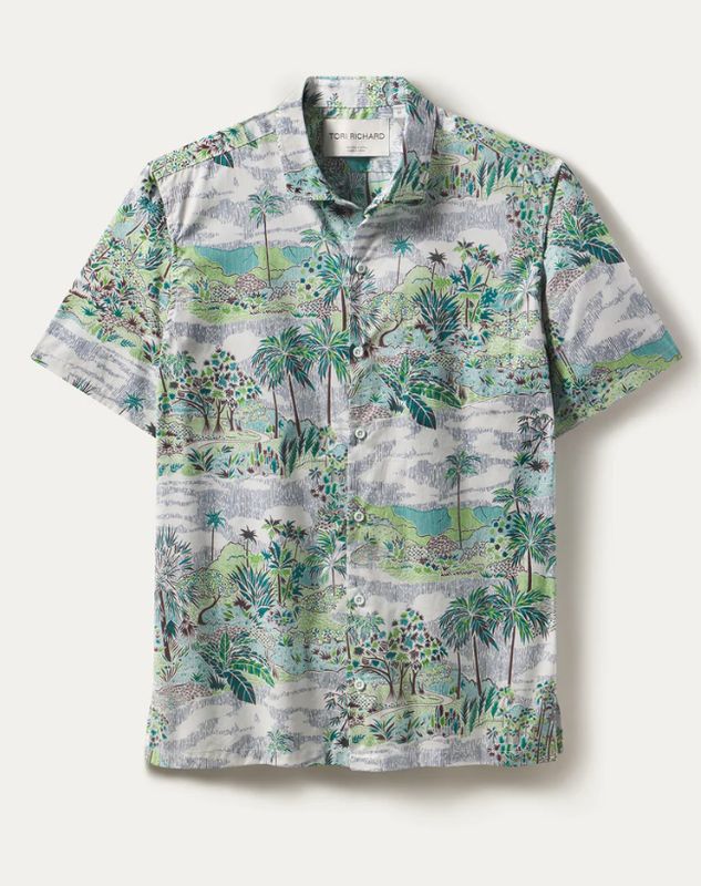 Tori Richard Buena Vista - Cotton Lawn - Shirt in Marine Green