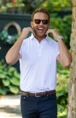 Collars &amp; Co. Relaxed Featherweight Flex Polo in White