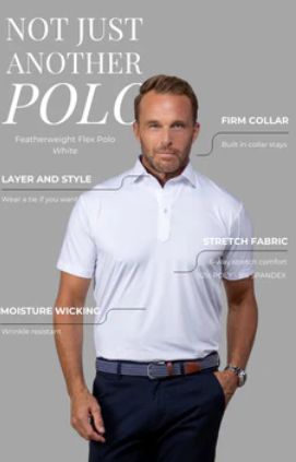 Collars &amp; Co. Relaxed Featherweight Flex Polo in White