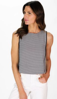 Duffield Lane Troye Top in Black Mini Gingham Seersucker