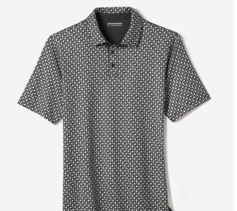 Johnston &amp; Murphy Game Day XC+™ Helmet-and-Football Print Polo in Black