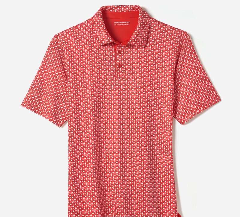 Johnston &amp; Murphy Game Day XC+™ Helmet-and-Football Print Polo in Red