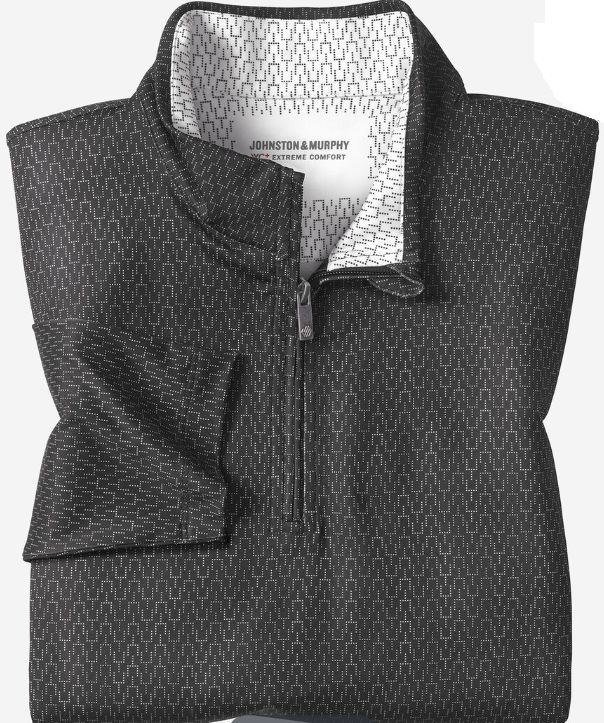 Johnston &amp; Murphy Game Day XC4® Goal Post Print Quarter-Zip in Black