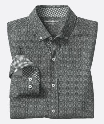 Johnston &amp; Murphy Game Day XC+™ Long-Sleeve Football Print Shirt in Black