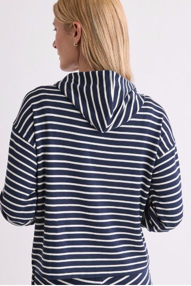 Vineyard Vines Dreamy Jersey Full-Zip Hoodie in Stripe Nautical Navy
