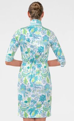 Gretchen Scott Twist and Shout Dress - Blooming Party in Ocean Turquoise