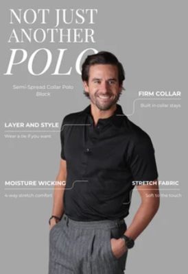 Collars &amp; Co. Relaxed Semi-Spread Collar Polo in Black