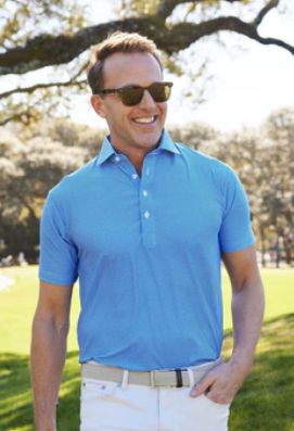 Collars &amp; Co. Featherweight Flex Polo in Blue Mosaic