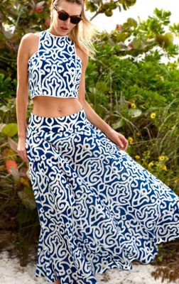 Gretchen Scott Sexy Summer Skirt - Arabesque in Navy