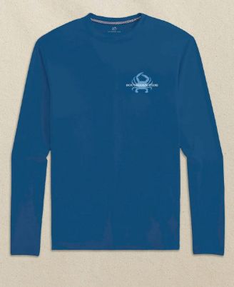 Southern Tide Long Sleeve Blue Crab Tee in Nautical Blue