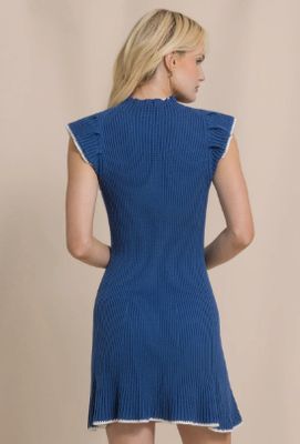 Southern Tide Ellarose Ruffled Sleeve Dress in Nautical Blue