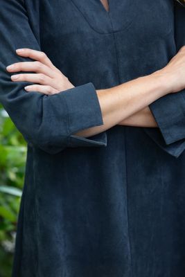 Duffield Lane Victoria Dress in Navy Suede