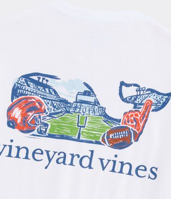 Vineyard Vines Football Field Whale Long-Sleeve Pocket Tee in White Cap