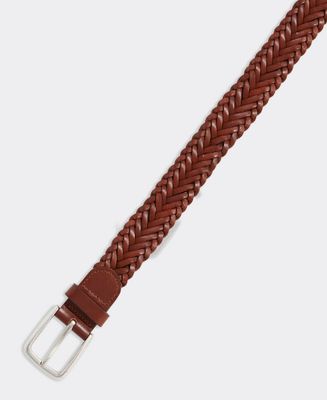 Vineyard Vines Men's Flat Braided Leather Belt in Moose