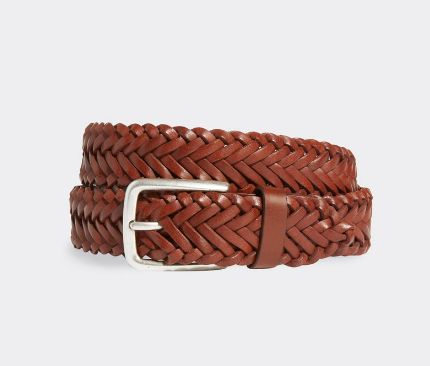 Vineyard Vines Men's Flat Braided Leather Belt in Moose