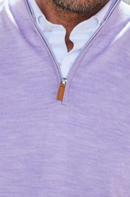 Collars &amp; Co. Cashmere Touch Australian Merino Quarter Zip in Lavender