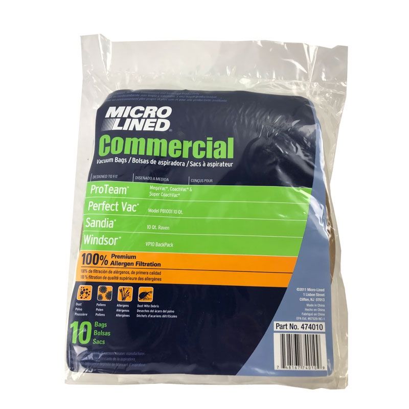 Bags, Paper, 10 Pack, 10 QT, Round Collar, For ProTeam Super Coach Backpack Vac 100331