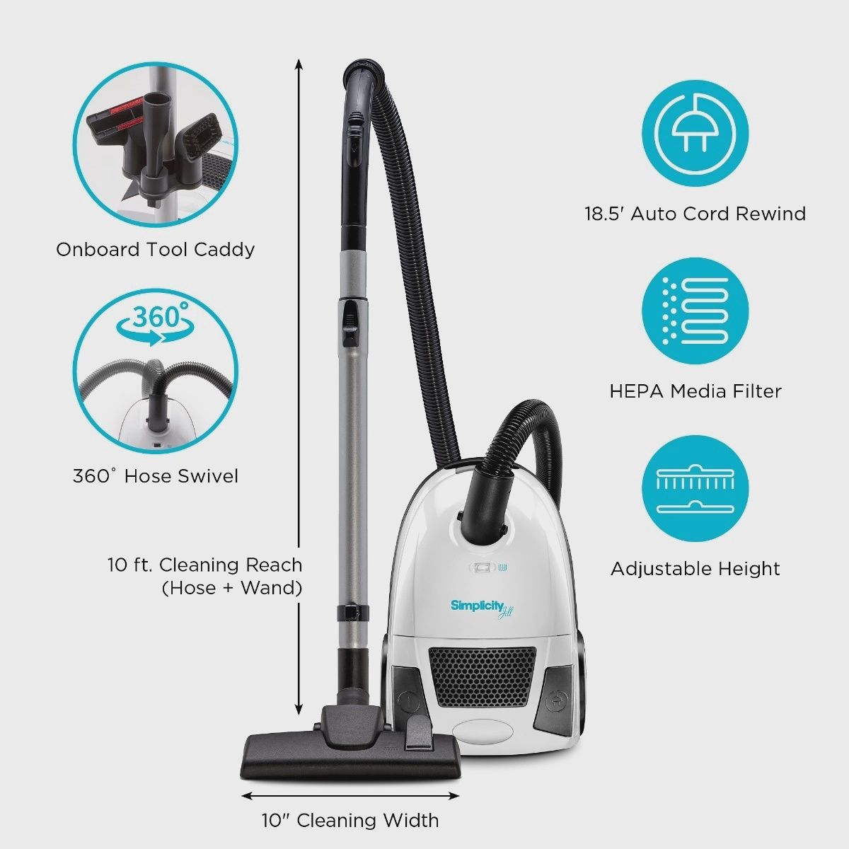 Simplicity Jill Compact Straight Suction Canister Vacuum