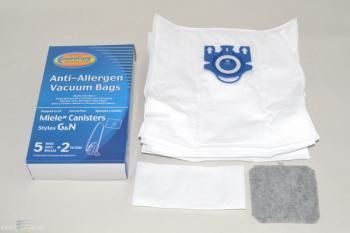 Bags, Cloth, Type G&amp;N, 5pk + 2 Filters, Miele, DVC