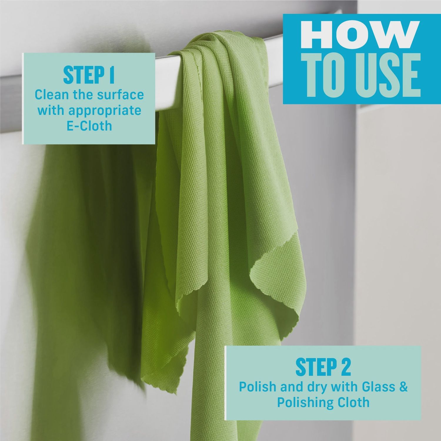E-Cloth Glass & Polishing Cloths - 4 Pack - Assorted
