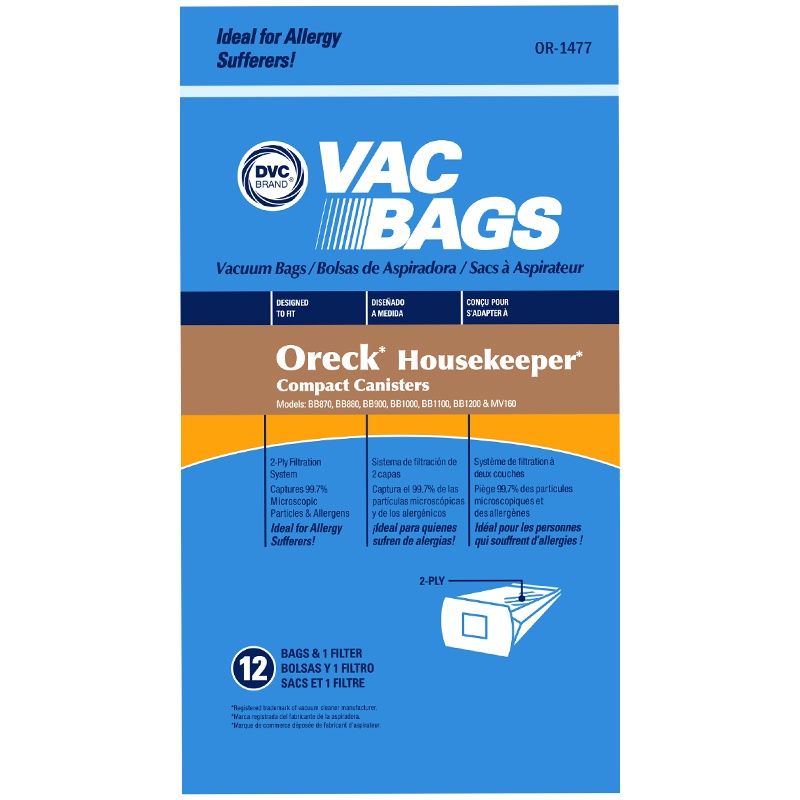 Bags, Paper, Type BB,  12 Pack, For Oreck Buster B Housekeeper