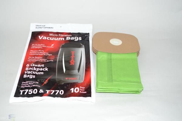 Bags, Paper, For Titan T750 Backpack Commercial Vacuum 10 pack