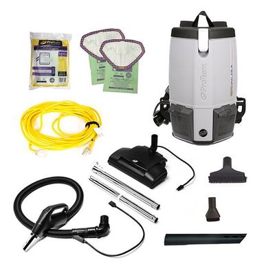 ProTeam ProVac FS 6, 6 qt. Backpack Vacuum With Commercial Power Nozzle Tool Kit 107461