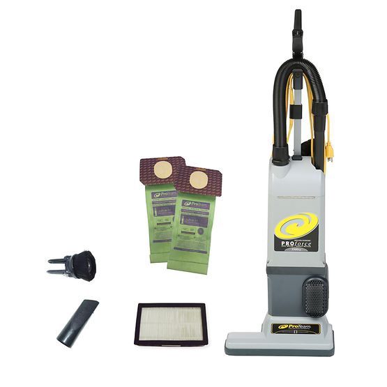 ProTeam ProForce 1500XP Commercial Upright Vacuum Cleaner with ProLevel Filtration, On-Board Tools for Carpets and Hard Floors 107252