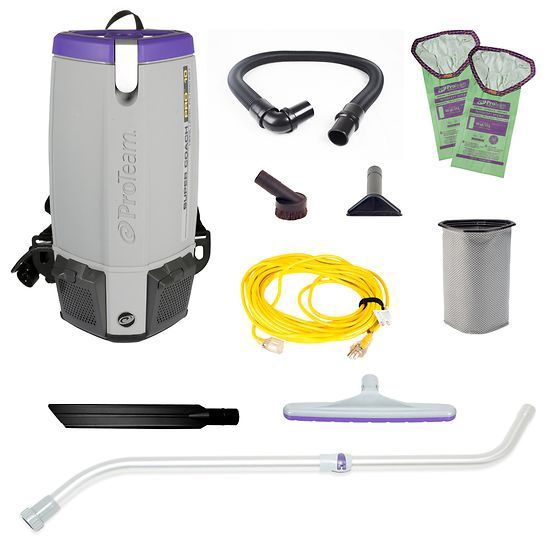 ProTeam Super Coach Pro 10, 10 Qt. Commercial Backpack Vacuum Cleaner with Xover Multi-Surface &amp; Telescoping Wand Tool Kit107303