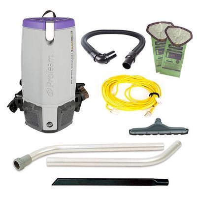ProTeam Super Coach Pro 10, 10 qt. Backpack Vacuum w/ Hard Surface Tool With Scalloped &amp; Flat Felt Brush Tool Kit 107306