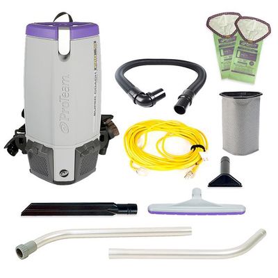 ProTeam Super Coach Pro 10, 10 Qt. Commercial Backpack Vacuum Cleaner With Xover Multi-Surface 2-Piece Wand Tool Kit 107304