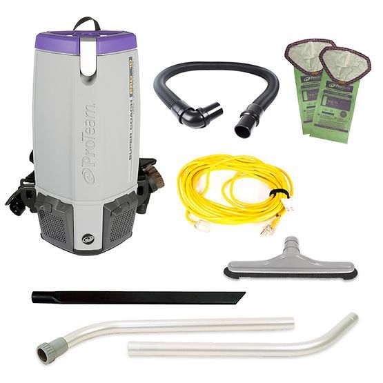 ProTeam Super Coach Pro 10, 10 qt. Backpack Vacuum With Hard Surface Flooring Kit With Nylon Brush Tool 107338