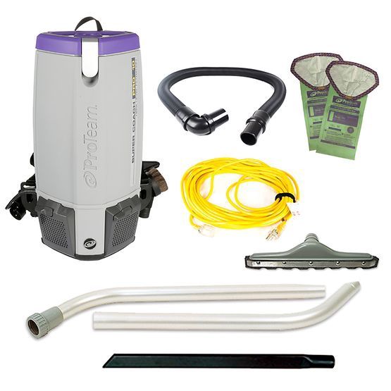 ProTeam Super Coach Pro 10, 10 qt. Backpack Vacuum w/ Hard Surface Flooring Kit With Scalloped Felt Brush Tool 107339