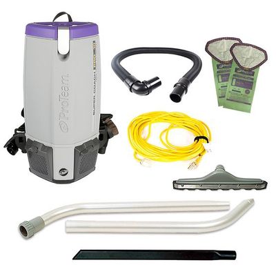 ProTeam Super Coach Pro 10, 10 qt. Backpack Vacuum w/ Hard Surface Flooring Kit With Scalloped Felt Brush Tool 107339