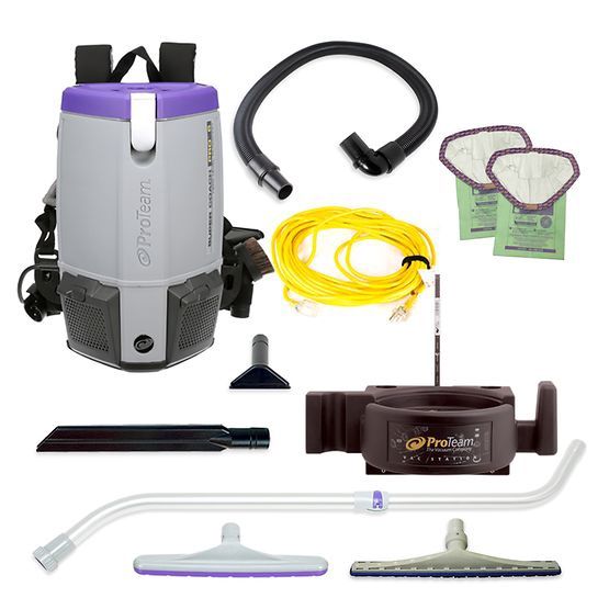 ProTeam Super Coach Pro 6, 6 qt. Backpack Vacuum With Xover Multi-Surface Telescoping Wand Tool Kit, 20 in. Floor Tool &amp; Vac Station 107497