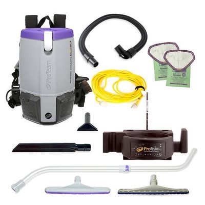 ProTeam Super Coach Pro 6, 6 qt. Backpack Vacuum With Xover Multi-Surface Telescoping Wand Tool Kit, 20 in. Floor Tool &amp; Vac Station 107497