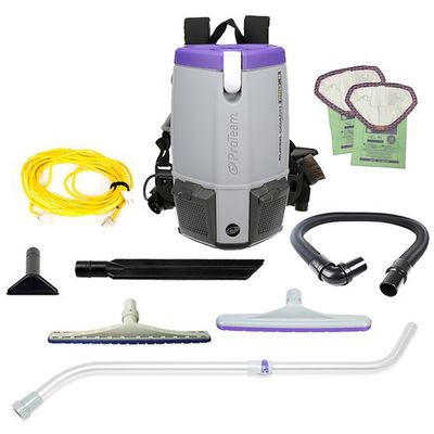 ProTeam Super Coach Pro 6, 6 qt. Backpack Vacuum With Xover Multi-Surface &amp; JetSweep Telescoping Wand Tool Kit 107504