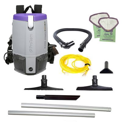 ProTeam Super Coach Pro 6, 6 qt. Backpack Vacuum With 15&quot; Carpet &amp; Hard Surface Sidewinder Tool Kit 107464