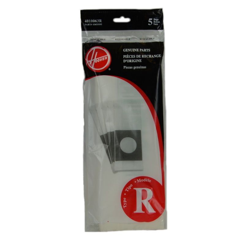 Bags, Paper, Type R, 5 Pack, For Hoover Canister Tempo, Sprint
