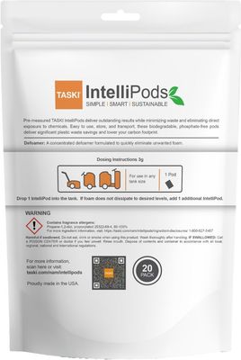 TASKI IntelliPods Defoamer, 20ea, 1/CT - 100% Dissolvable Concentrated Liquid Chemical Sachets 3grams (6-0023) 9321855
