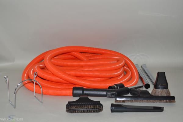 Central Vac Kit, Garage Kit, Titan T3, 50&#39; Orange Hose With Fitall Tools