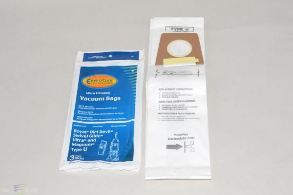 Bags, Paper, Type U, 3 Pack, For Dirt Devil