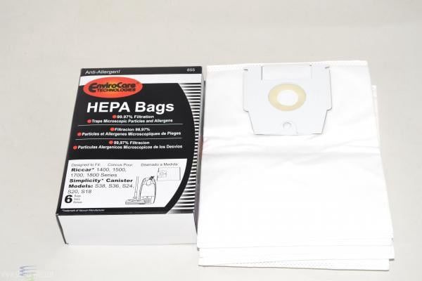 Bags, Cloth, Type H, 6 Pack, For Cirrus, Riccar Simplicity