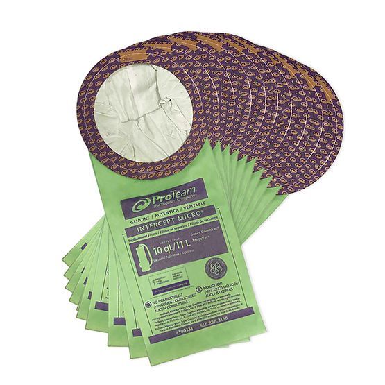 Bags, Paper, 10 Pack, 10 QT, Round Collar, For ProTeam Super Coach Backpack Vac