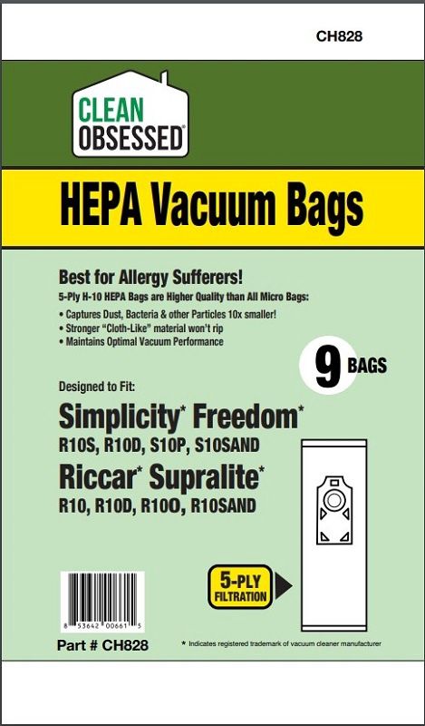 Bags, Cloth, Green Collar, 9 Pack, For R10S, R10D, R100, ROSAND, R10S, R10D, S10P, S1OSAND