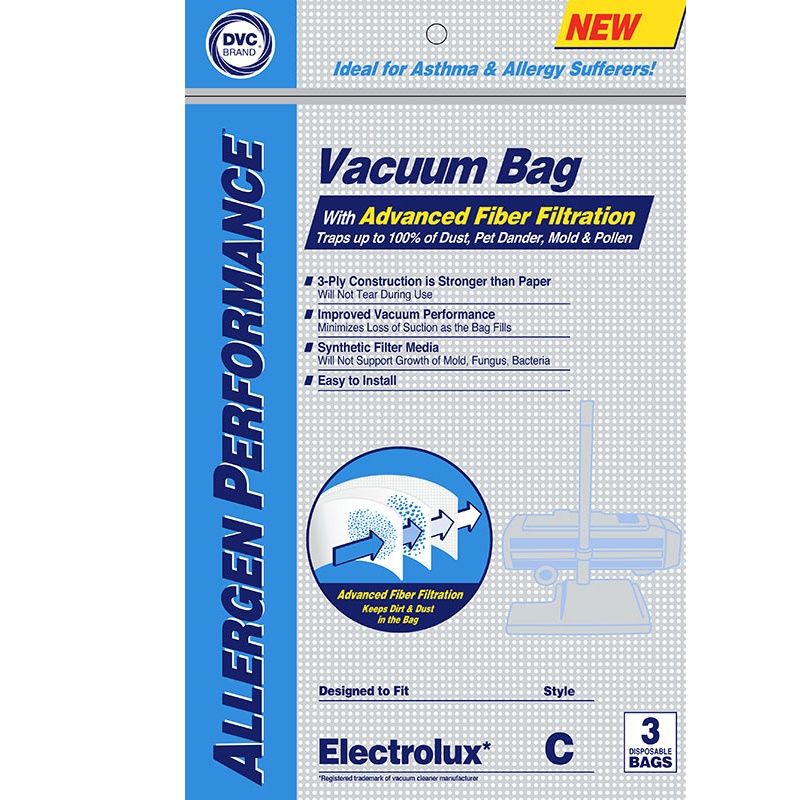 Bags, Cloth, Type C, 3 Pack, For Electrolux Years 1924-2003, DVC
