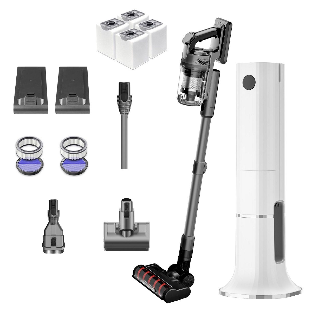 Johnny Vac Serenity Cordless Stick Vac With Charging Dock & Dust Collection, Dual Battery Option