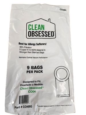 Bags, Cloth, Round Collar, 9 Pack, For Clean Obsessed C04 - 4 Quart BackPack Vac, CO4BG, Generic