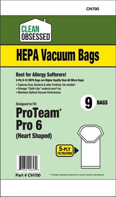 Bags, Cloth, Heart Shaped, 9 Pack, For ProTeam Super Coach 6 Backpack Pro Series, CH700, Generic